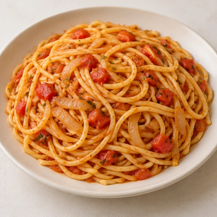 Haitian-style spaghetti in tomato sauce (AI illustration)