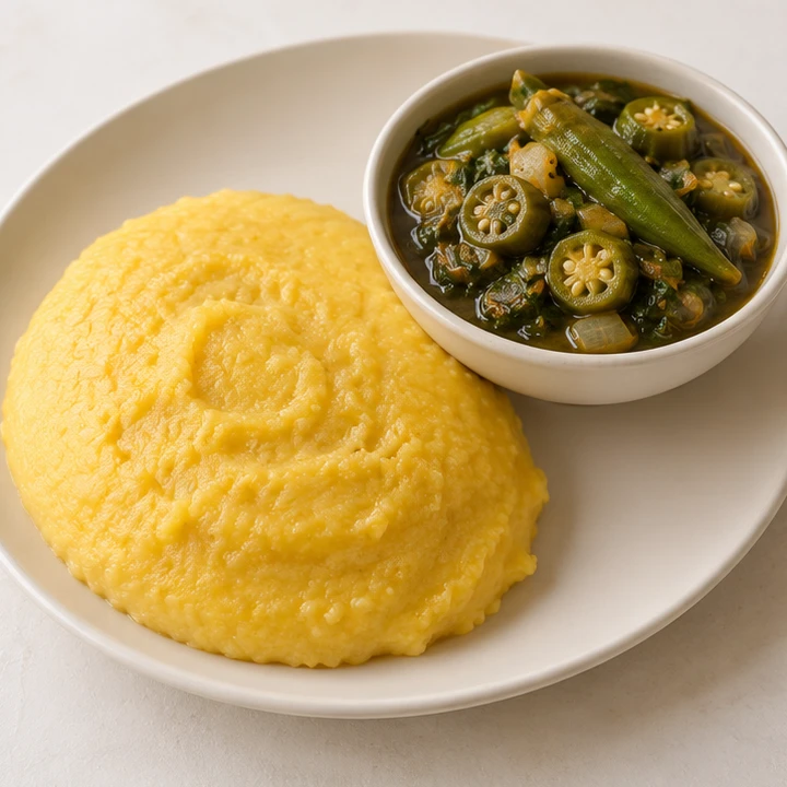 Creamy cornmeal with okra sauce (AI illustration)