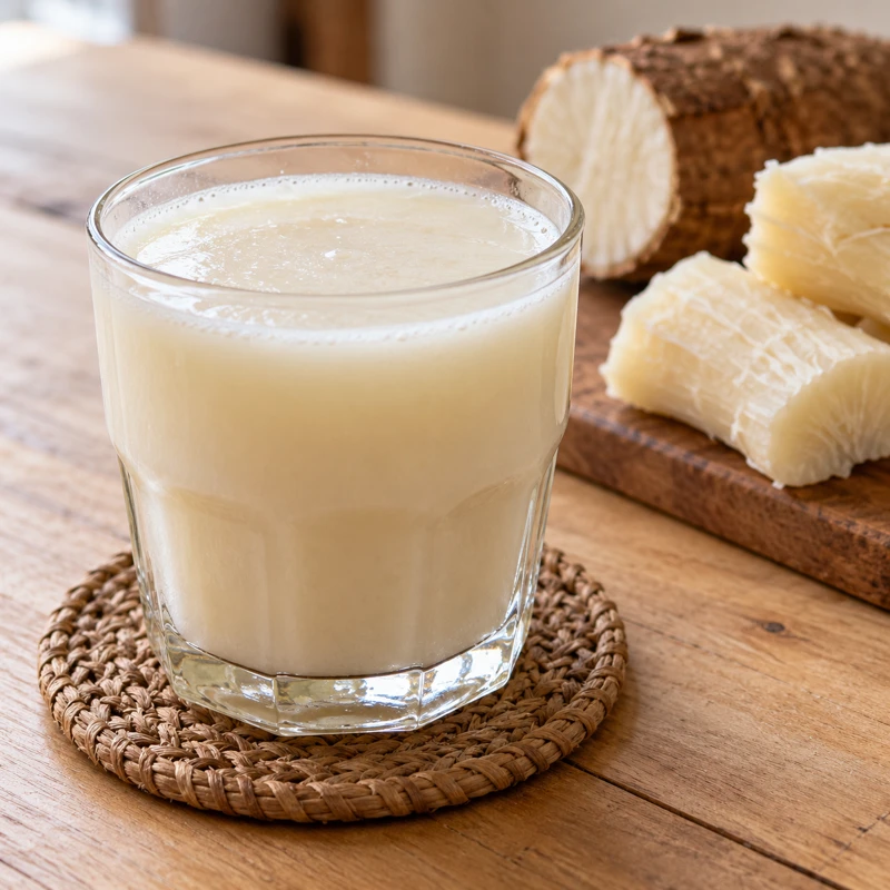 Ji manyòk — cassava juice illustration